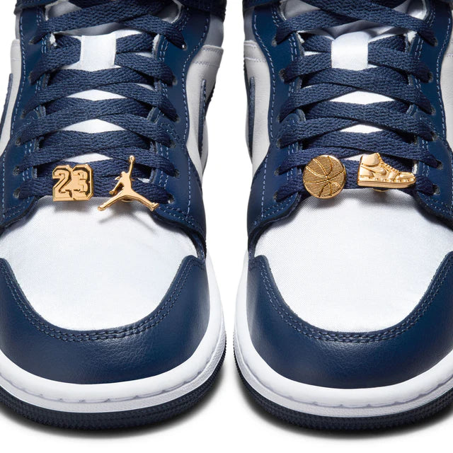 Women Air Jordan 1 Mid SE Football Grey/Midnight Navy-White