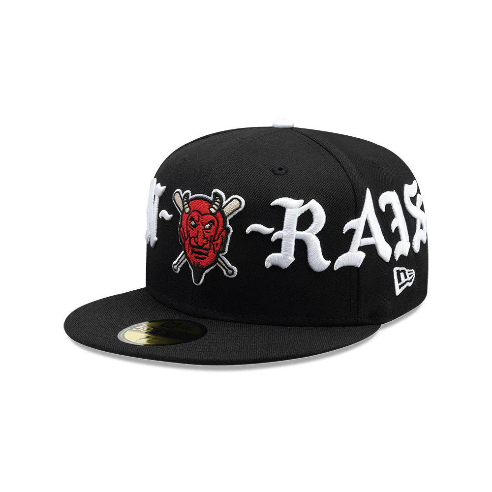 Diablos Rojos del México X Born X Raised X New Era LMB 59FIFTY Cerrada Negra