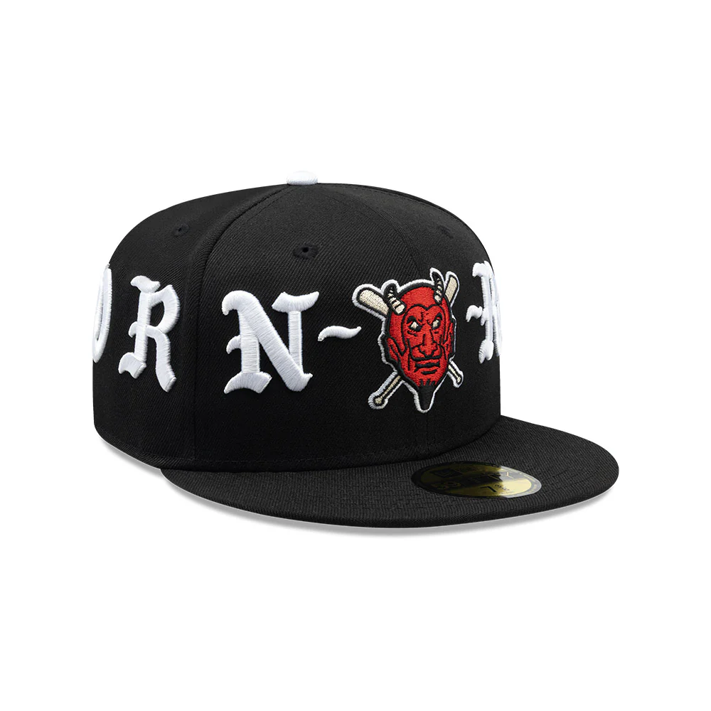 Diablos Rojos del México X Born X Raised X New Era LMB 59FIFTY Cerrada Negra