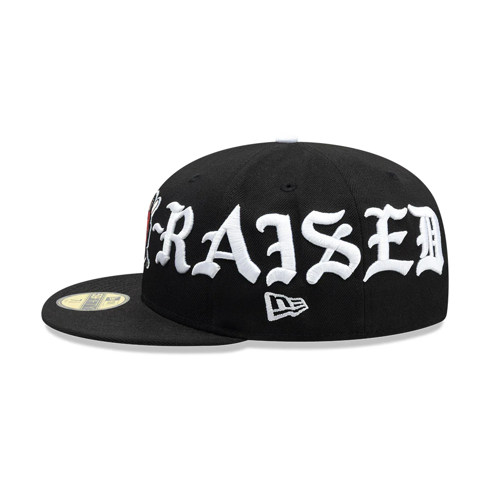 Diablos Rojos del México X Born X Raised X New Era LMB 59FIFTY Cerrada Negra