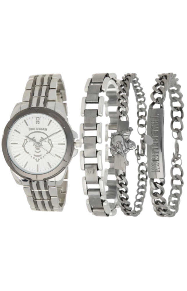 True Religion Watch & Bracelet Set – Silver 44.5mm