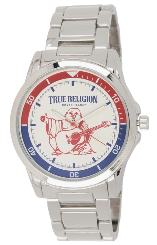 True Religion Buddha Sport Bracelet Watch – Silver/Red/Blue 42.8mm
