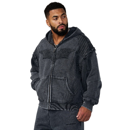 YoungLA x Batman – Armored Zip-Up Hoodie Grey