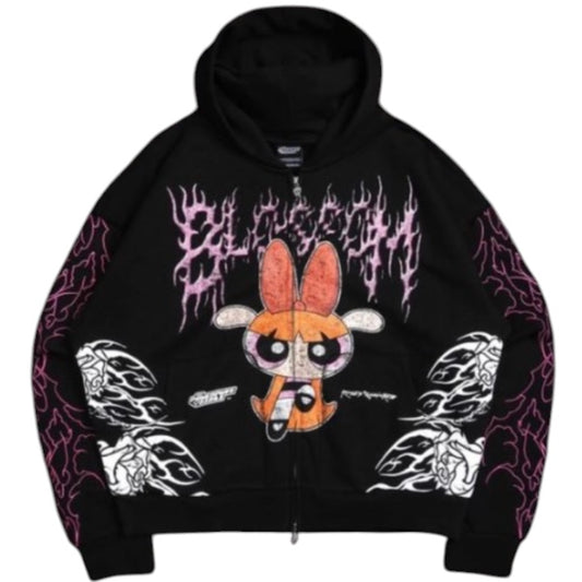 Civil Regime x Las Chicas Superpoderosas – Bombon Zip Up Hoodie Black