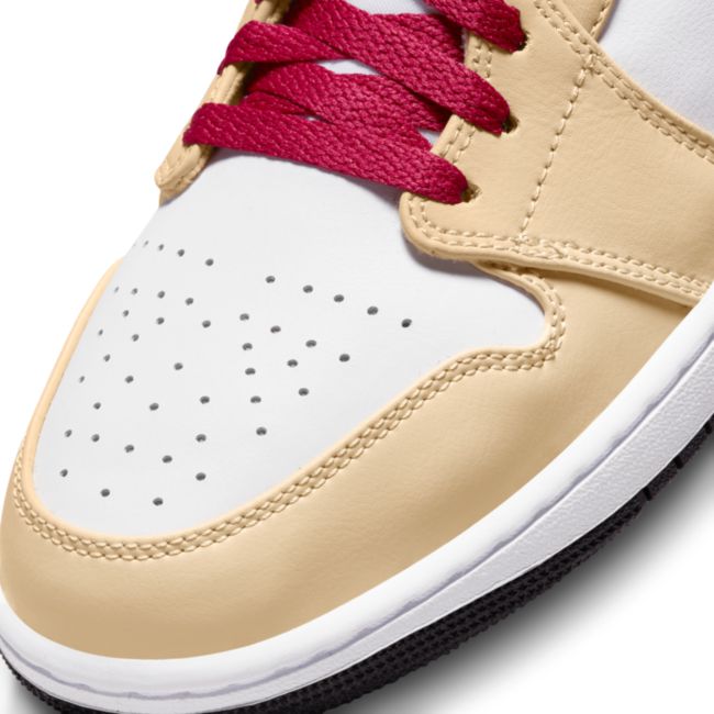 Jordan 1 Mid Light Curry Cardinal Red